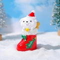 Statuina calza di Natale con un simpatico cucciolo bianco e cappello da Babbo Natale - Stile Cane nella Calza di Natale (J Style)