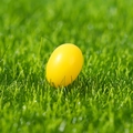 Miniature bright yellow Easter egg figurine on green grass for micro landscape decor - Yellow Egg
