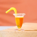 Miniature dollhouse mango juice cup model with yellow resin liquid and tiny straw - Orange