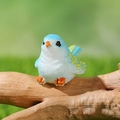 Miniature blue resin bird figurine with yellow wing spots for succulent garden landscapes - Sitting Light Blue Yellow Dot Style (I)