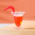 Miniature red dessert drink cup with curved straw for dollhouse kitchen decor - Red