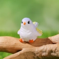 Miniature resin bird figurine in purple and yellow on a branch for micro landscape decor - Sitting Lavender Yellow Dot Style (J)