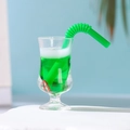Mini tazza di succo tema Spider-Man ciondolo portachiavi con cannuccia a spirale - Verde