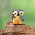 Miniature resin shy owl figurine with grey wings and yellow belly for moss micro landscape - Gray Style (Model A)