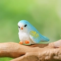 Blue and white resin bird figurine for succulent micro landscape decoration - Side View Blue White Yellow Pattern Style (M)