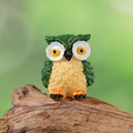 Resin owl figurine in green and yellow for moss micro-landscape garden decor - Green Style (Model B)