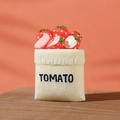 Panier de fraises miniature en résine avec texte TOMATO pour décoration de bureau créative - Style de Sac en Tissu Fraise (Style D) / Style D