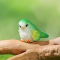 Miniature green resin bird figurine for fairy garden landscapes and succulent decor - Side View Green White Yellow Dot Style (N)