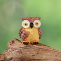 Miniature resin shy owl figurine with brown feathers for moss micro landscape decor - Brown Style (Style C)