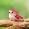 Cute pink and white resin bird figurine for succulent micro landscape decoration - Side View Pink White Black Dot Style (O)