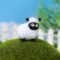 Miniature resin sheep figurine with fluffy white body and black face for DIY garden decor - Black Faced Sheep Style (Style A)
