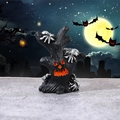 Halloween black resin tree with orange pumpkin face and silver glitter spiders - Spider Tree