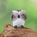 Cute shy owl resin figurine in white and brown, covering eyes for garden micro landscape - White Blindfold Style (Style D)