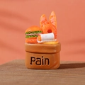 Miniature resin bread basket figurine with realistic croissants and baguettes in paper bag - Style F