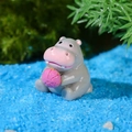 Miniatura di ippopotamo in resina con palla rosa per decorazione micro paesaggio - Stile con Palla Rosa (Modello A)