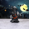 Spooky black Halloween resin tree with glowing eyes and silver pumpkin charms - Pumpkin Tree