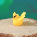 Miniature bright yellow hummingbird figurine for micro landscapes on wooden base - Yellow