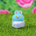 Blue resin rabbit cake figurine DIY accessory on purple base for miniature crafts - Blue Rabbit Purple Cake Style (A)