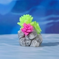 Mini-Harz-Sukkulente in Neonfarben auf grauem Kunststein für Moos-Landschaftsdeko - Stil B
