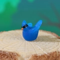 Vibrant blue hummingbird miniature resin figurine on wood for terrarium garden decor - Blue