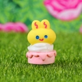 Miniature resin yellow bunny cake figurine for DIY crafts and micro landscape decor - Yellow Rabbit Pink Cake Style (B)