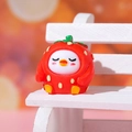Cute resin penguin figurine in strawberry costume for DIY crafts and micro landscape - Strawberry Worry-Free (Red)