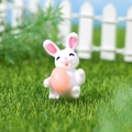 Miniatur Osterhase mit orangefarbenem Ei für DIY Mikrolandschaften und Garten Dekorationen - Hase mit rosa Ei (Modell B)