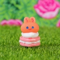 Miniature pink rabbit cake resin charm for DIY cream glue crafts and dollhouse decor - Orange Rabbit Pink Macaron Style (C)