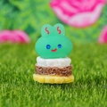 Miniature resin rabbit cake DIY figurine charm for craft and cream glue decoration - Green Rabbit Chocolate Cake Style (D)