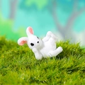 Miniatuur wit hars konijn beeldje in liggende houding voor mos micro landschap decor - Wit