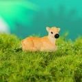 Miniature orange spotted resin fawn figurine sitting on green moss for garden decor - Lying Fawn Style (C款)