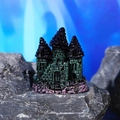 Resin aquarium castle ornament with dark green walls and black conical roofs for fish tanks - Style A