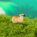 Miniature resin cow figurine in orange gradient, resting on moss for garden decor - Curled Fawn Style (D款)