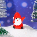 Miniature Christmas gnome figurine with red hat and white beard in winter snow scene - Red Waving Style (Style B)