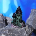 Mini resin aquarium castle ornament with purple towers and moss green stone texture - Style B