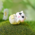 Miniature resin cat figurine lying on moss for DIY terrarium and desktop decor - White Reclining Cat with Tongue Out (Style B)