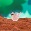 Miniature pink frosted resin hummingbird figurine for micro landscape DIY garden decor - Luminous Light Color