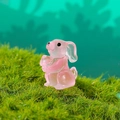 Pink translucent glowing bunny holding a heart for moss micro landscape decor - Luminous Pink