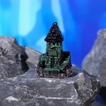 Resin aquarium castle ornament in vintage green and black for fish tank landscaping - Style C