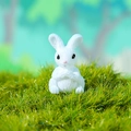 Miniatuur wit konijnenbeeldje van hars met vachttextuur voor mos micro landschapsdecor - Blauw