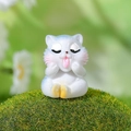 Miniature resin cat figurine with playful tongue out expression for desk garden decor - White & Blue Playful Cat with Tongue Out (Style D)