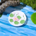 Creative resin fridge magnet with 3D lotus flower relief and green lily pads - Style A