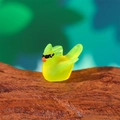 Miniature luminous hummingbird ornament in fluorescent yellow green with cool sunglasses - Luminous Yellow
