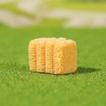Miniature beige hay bale model with realistic straw texture for DIY micro landscapes - Square Haystack (Style E)