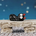 Miniature black resin cat figurine with large white eyes for Halloween micro landscapes - Prowling Cat Style (Model D)