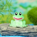 Miniature green cartoon frog resin figurine with rock base for DIY terrarium landscaping - Green Frog with Red Mouth (C)