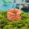 Miniature pink resin well figurine with green moss detail for fairy garden decor - Vintage Miniature Well (Style A)