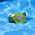 Miniature resin landscape ornament with moss texture and colorful tiny flowers - Floral Mossy Stone (Style B)