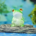 Miniature frog figurine with orange eyes on stone base for garden DIY decor - Sitting Frog Figurine (Style D)