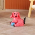 Miniature pink resin puppy figurine with a small blue ball for dollhouse decor - Pink Playing Ball Style (Style B)